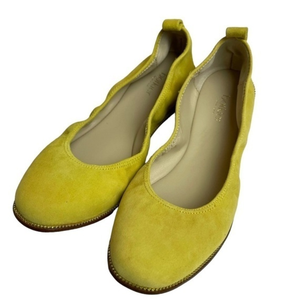 NWT Botkier New York Mason Yellow Suede Ballet Flats w Gold Detailing - Size 5.5